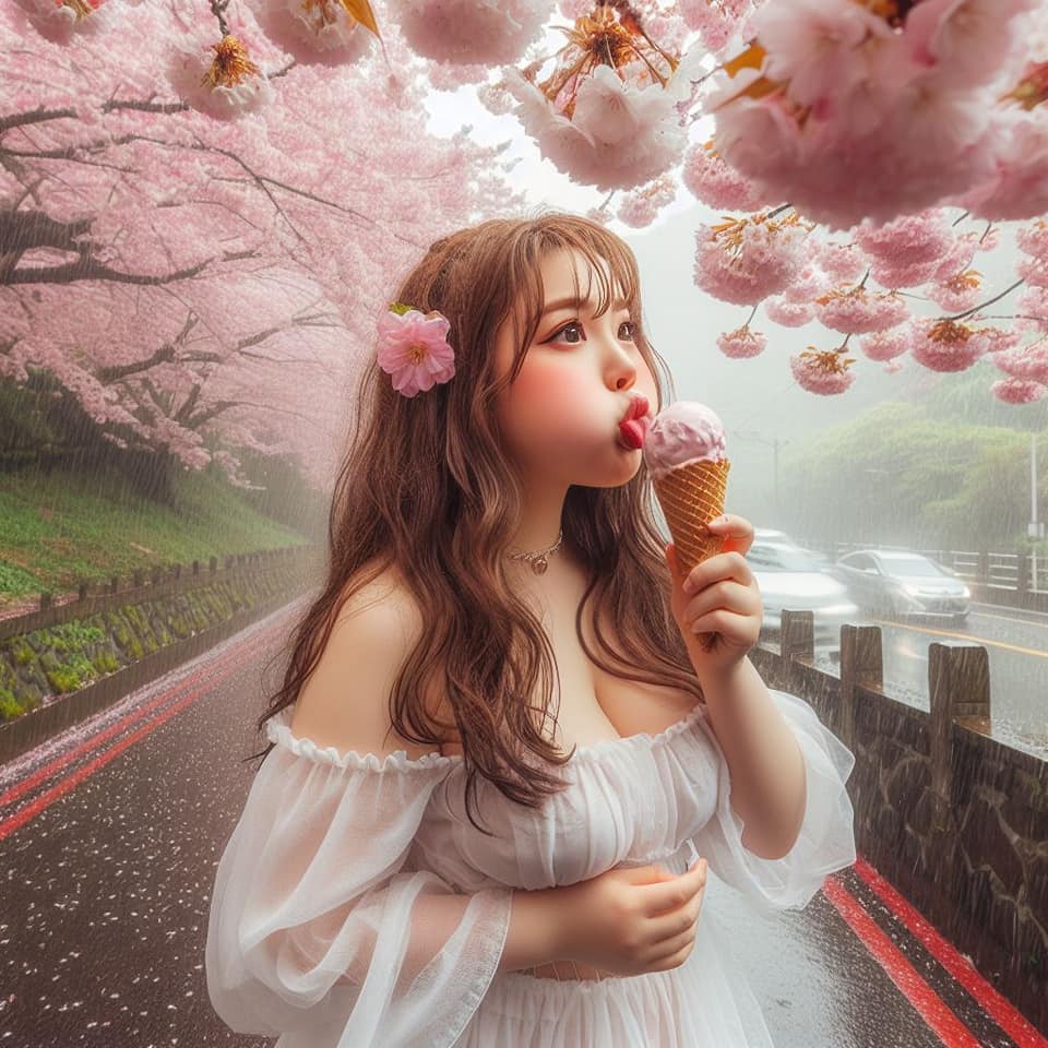 妹子下雨淋雨不爽可還是得吃冰淇淋啊2