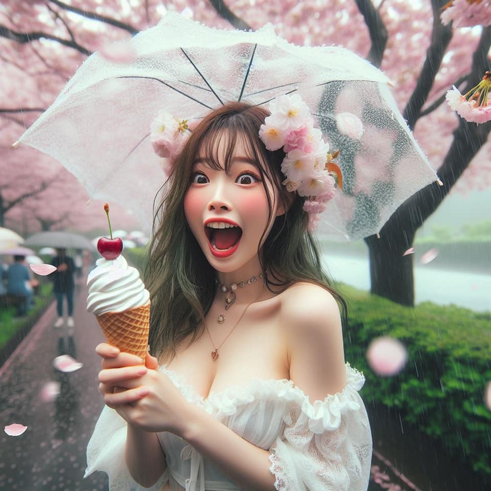 妹子下雨淋雨不爽可還是得吃冰淇淋啊2