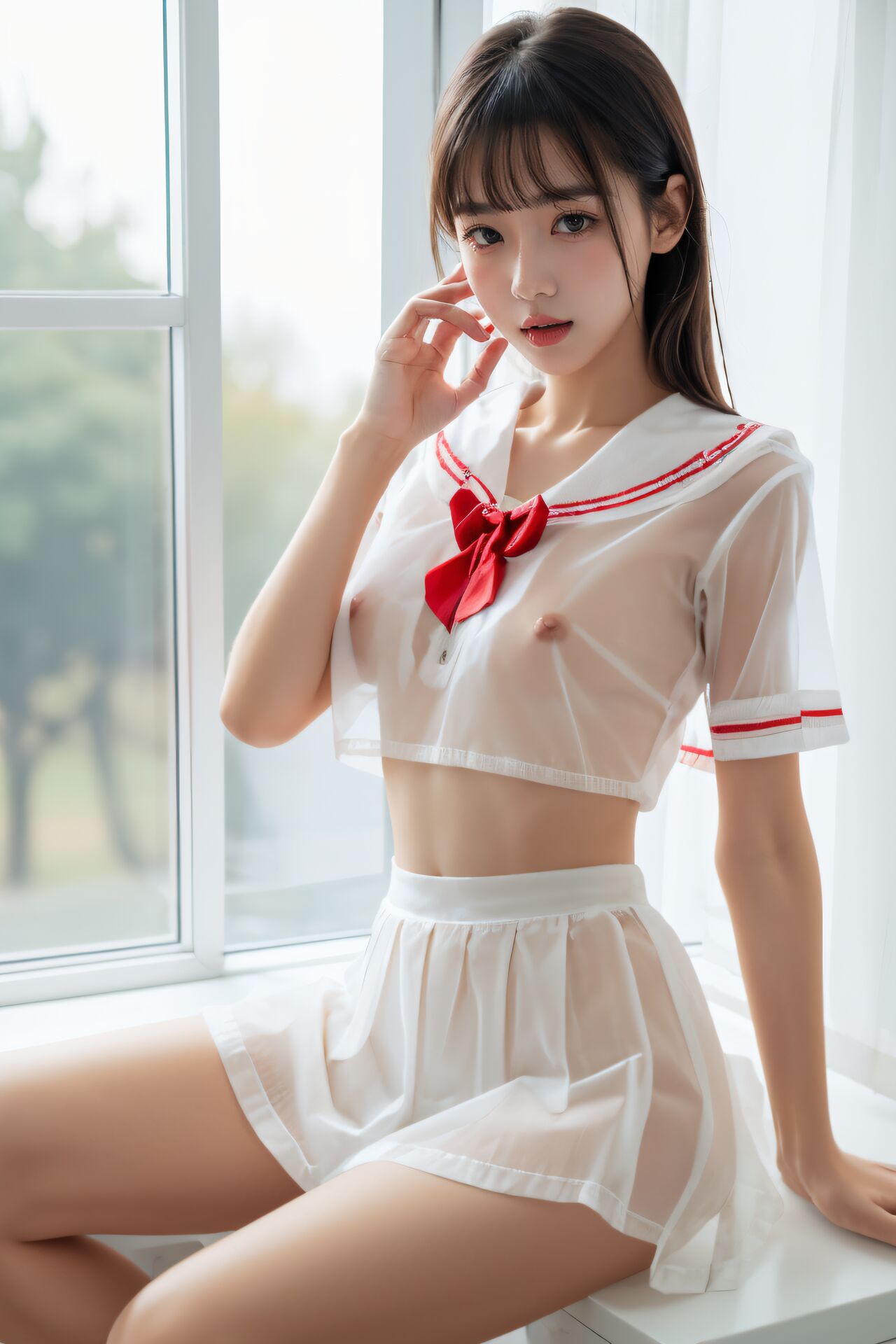 學院校花走廊透明JK風