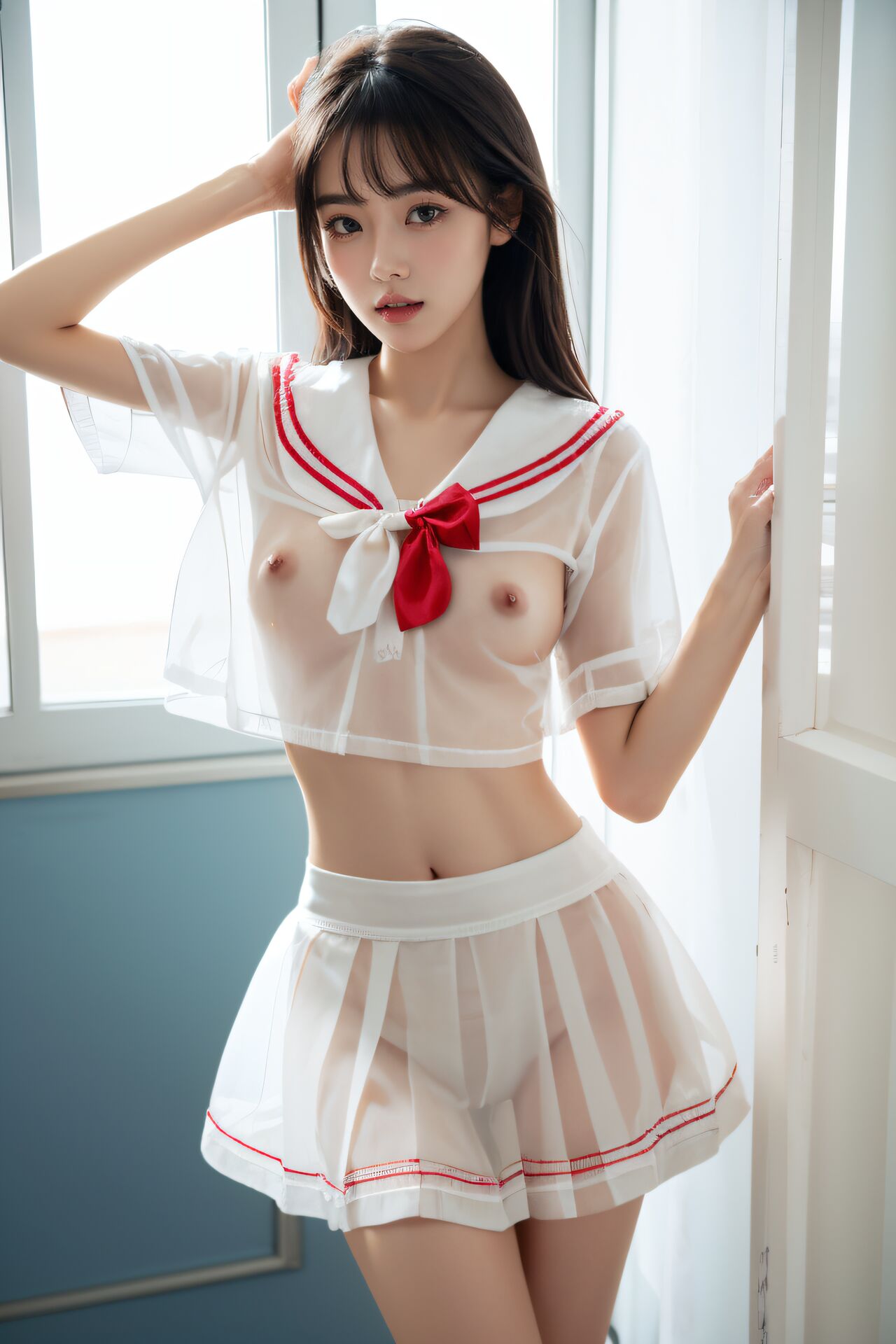 學院校花走廊透明JK風
