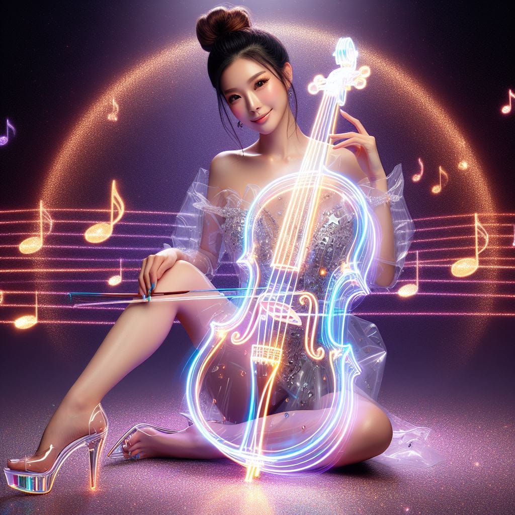 節奏女神．在寧靜的背景下．散發出柔和的彩色音符