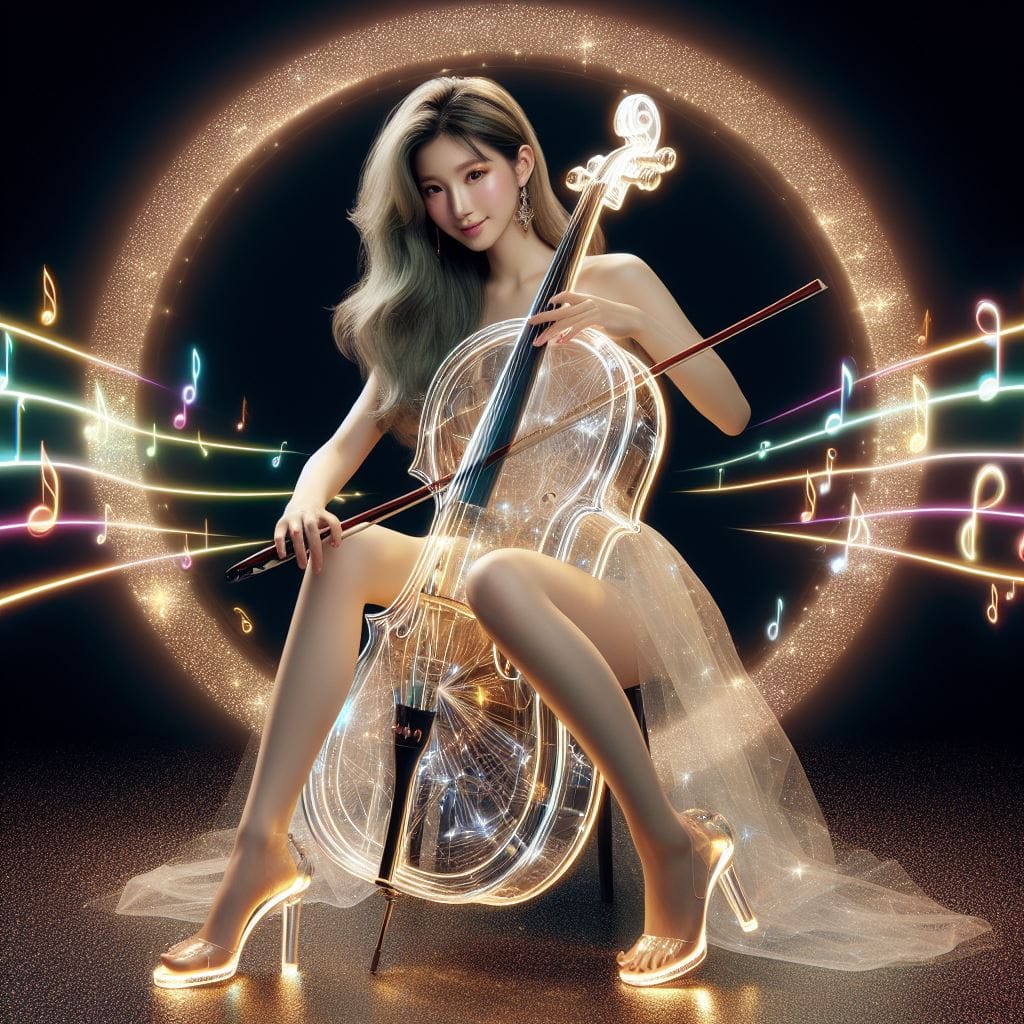 節奏女神．在寧靜的背景下．散發出柔和的彩色音符