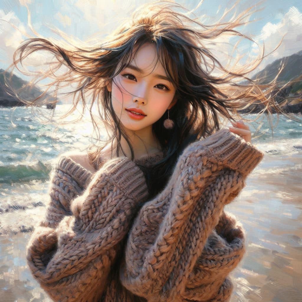 青春的妹子果然好（針織衫風格）