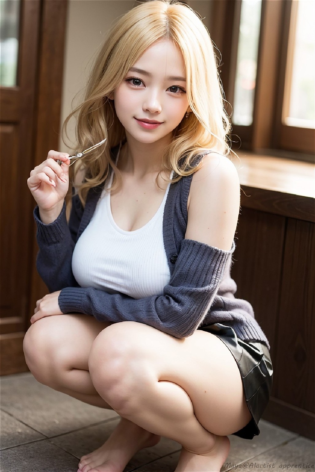 Sexy cardigan girl