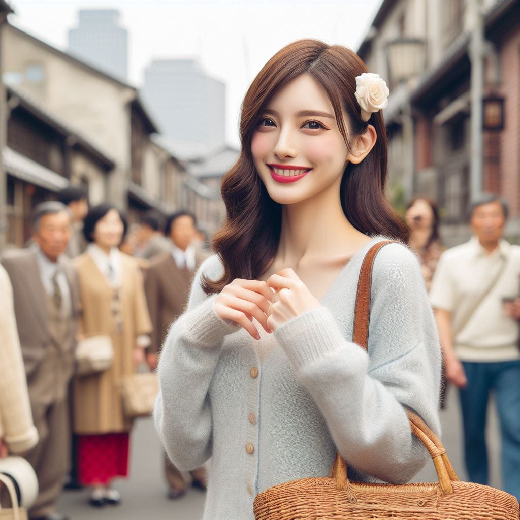 Sister walks around the old streets of Japan full of Showa era flair