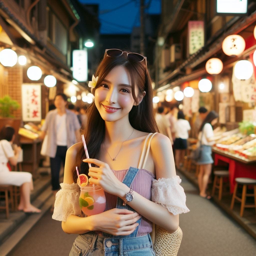 Sister walks around the old streets of Japan full of Showa era flair