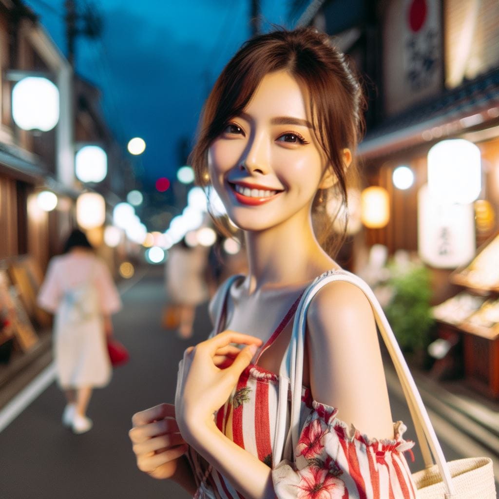 Sister walks around the old streets of Japan full of Showa era flair