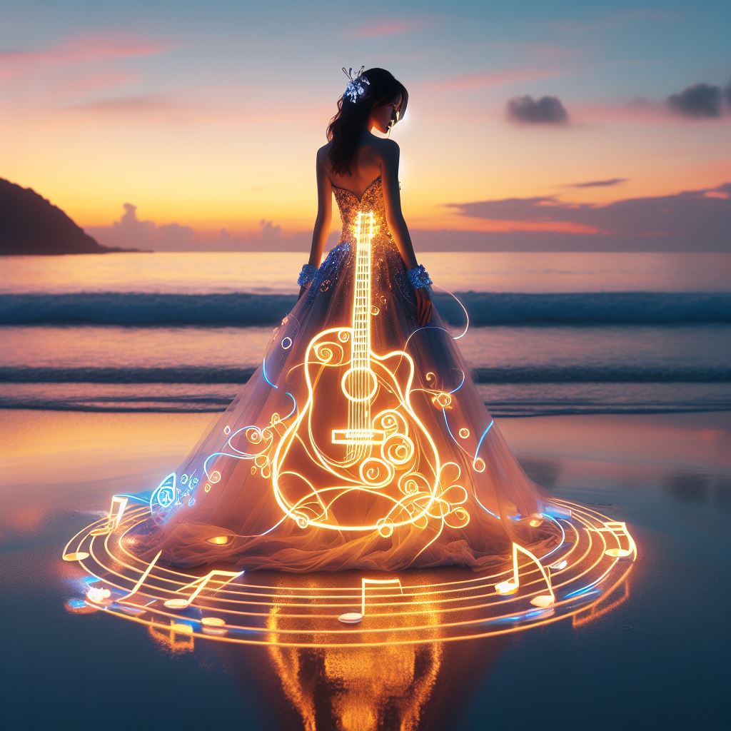 Girl playing the guitar. Really elegant.