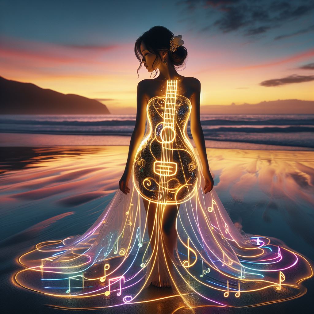 Girl playing the guitar. Really elegant.