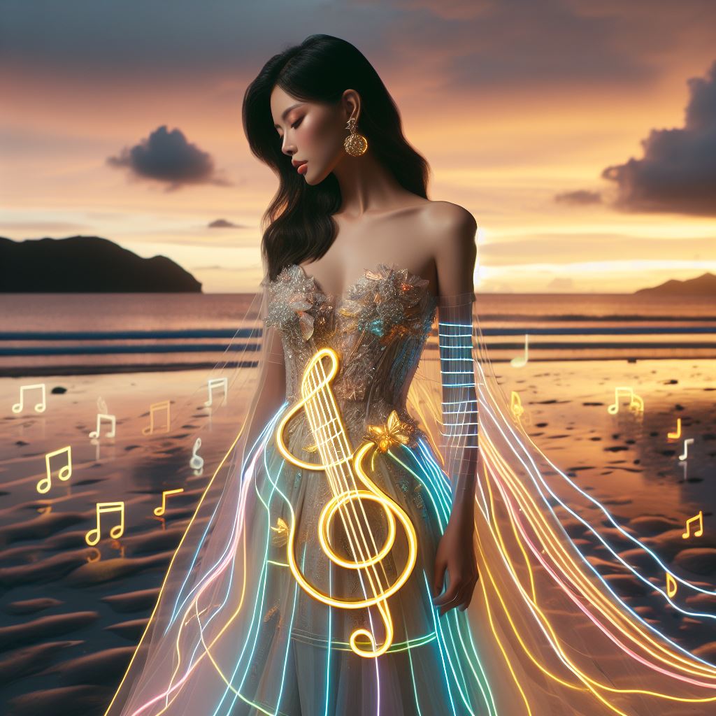 Girl playing the guitar. Really elegant.