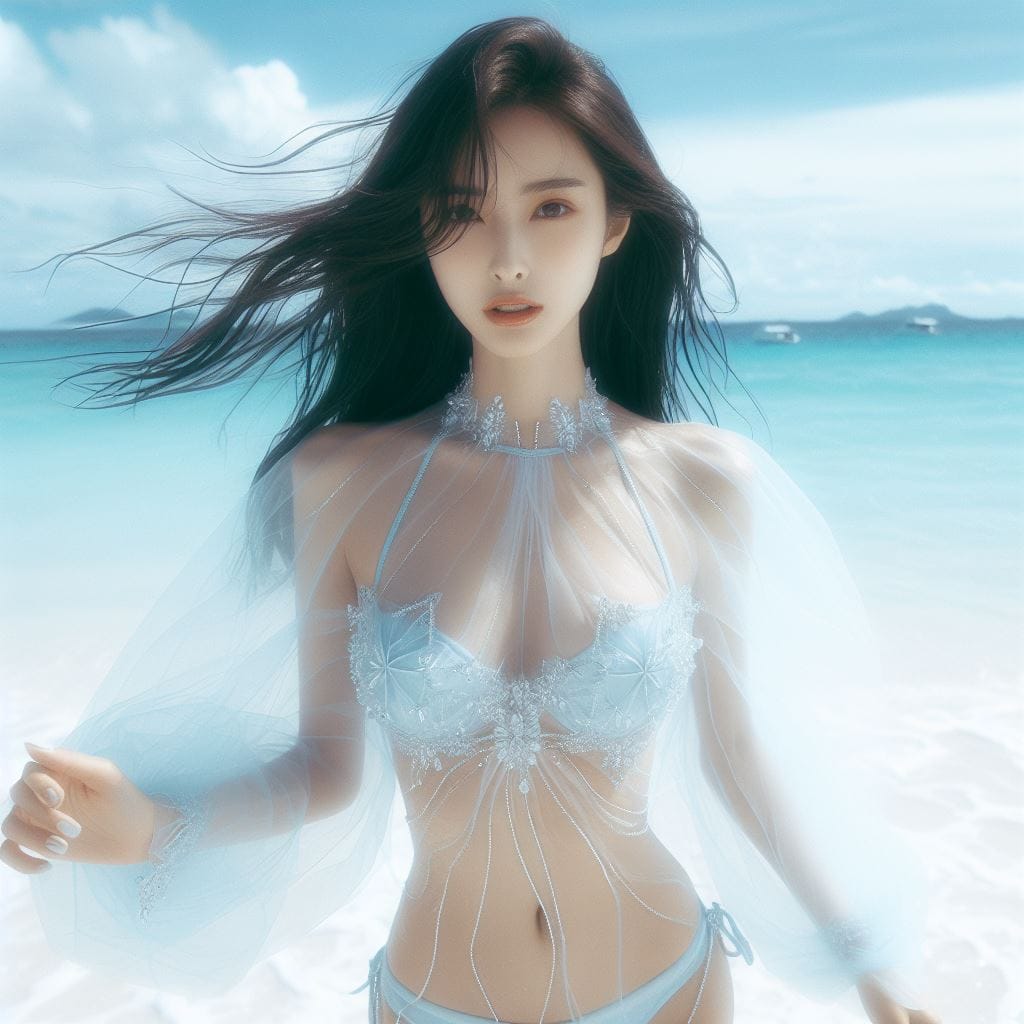 妹子又跑去玩水了