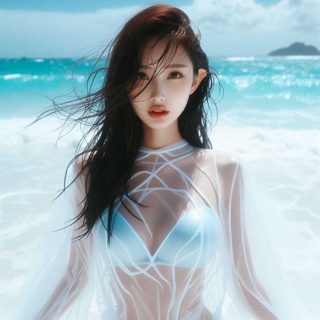 妹子又跑去玩水了