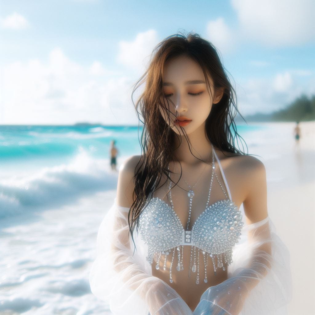 妹子又跑去玩水了