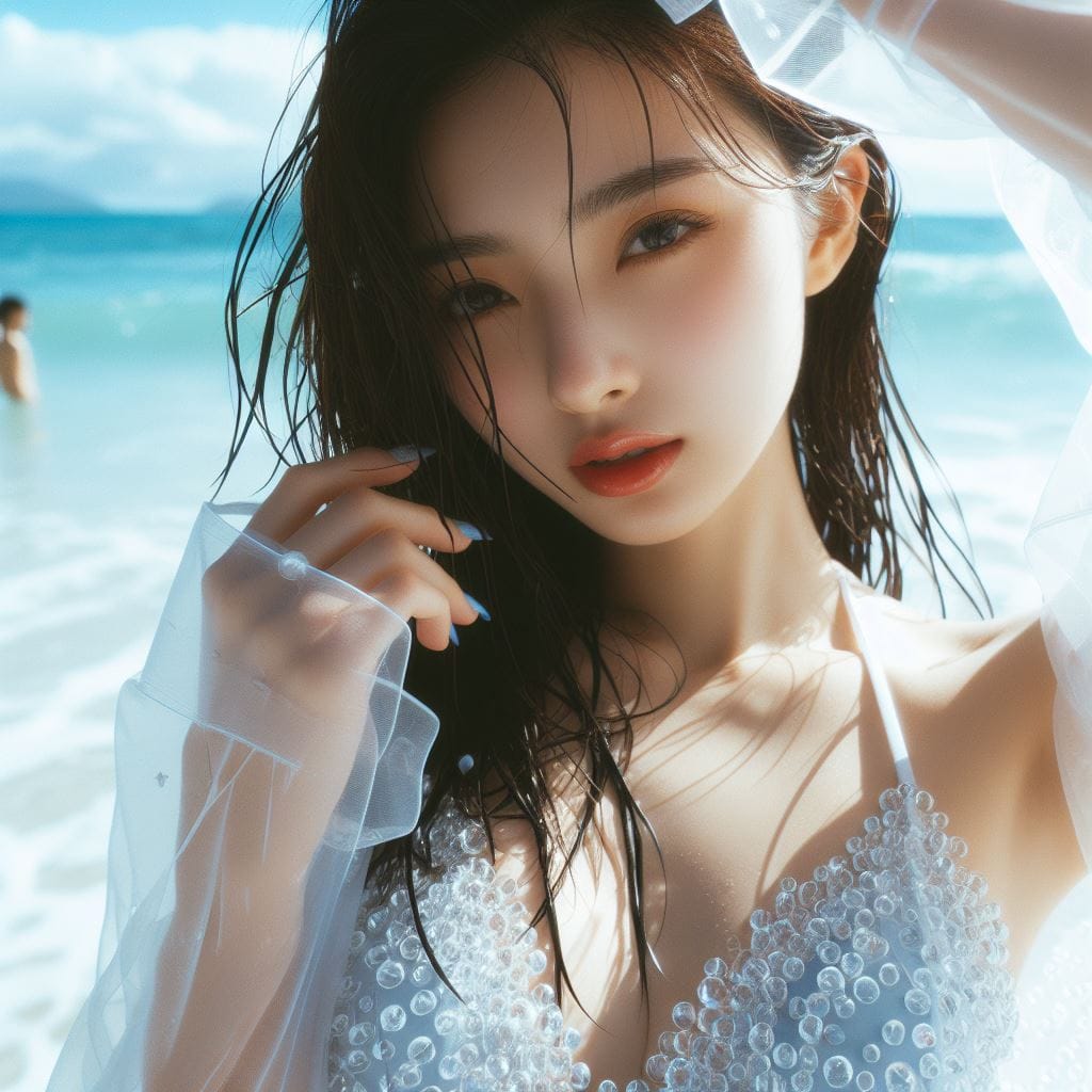 妹子又跑去玩水了