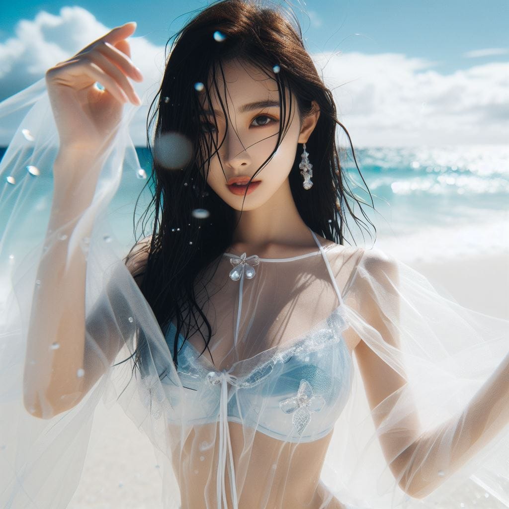妹子又跑去玩水了