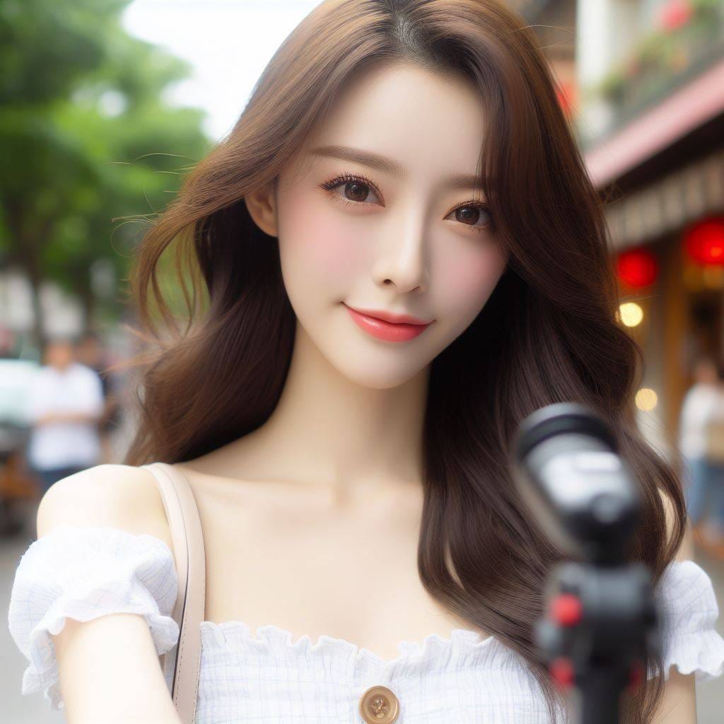 妹子在街上拍實況