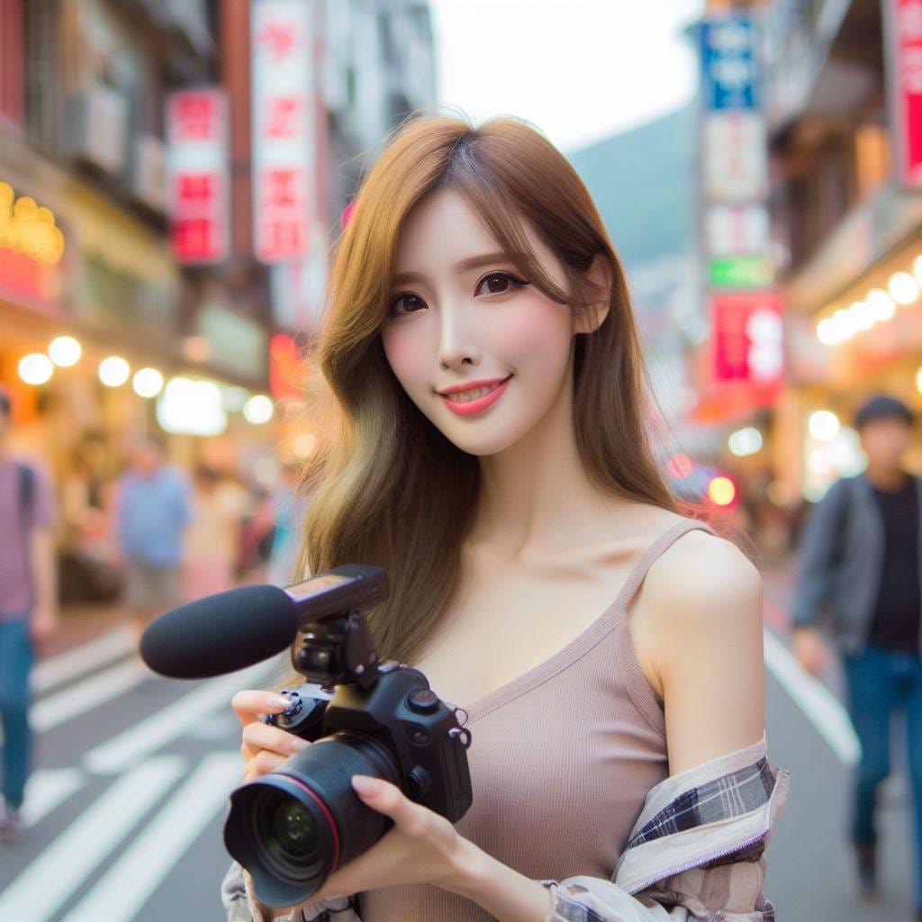 妹子在街上拍實況