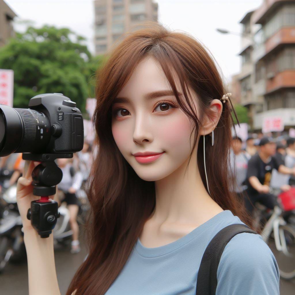 妹子在街上拍實況