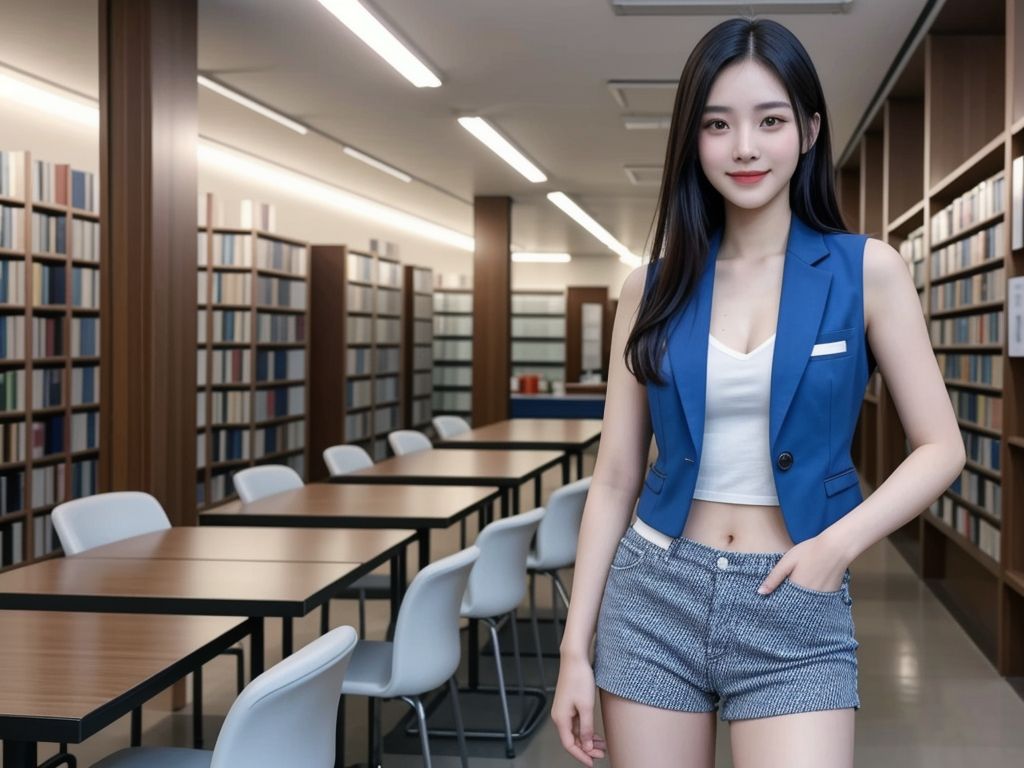 妹子在圖書館的一天