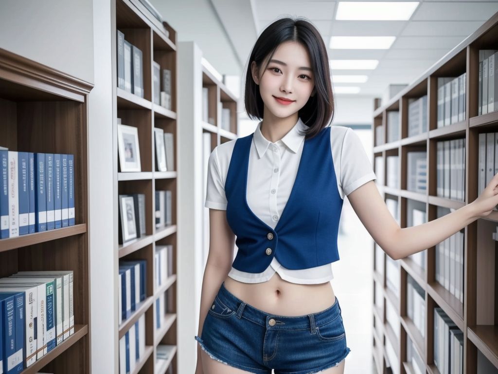妹子在圖書館的一天