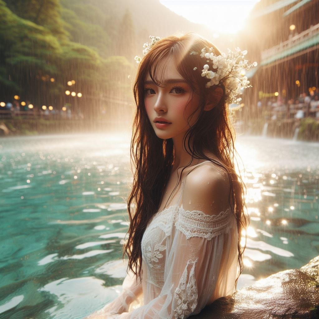 妹子野溪拍照
