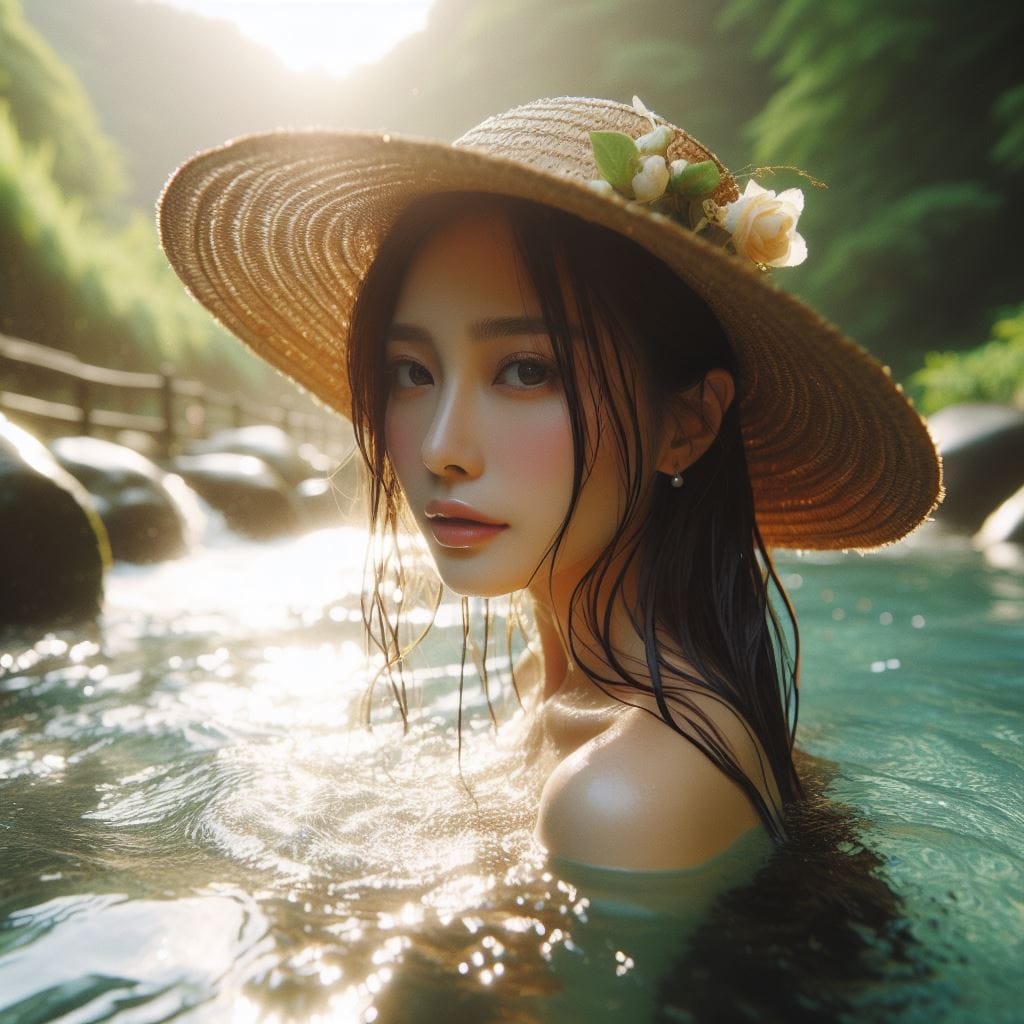 妹子野溪拍照