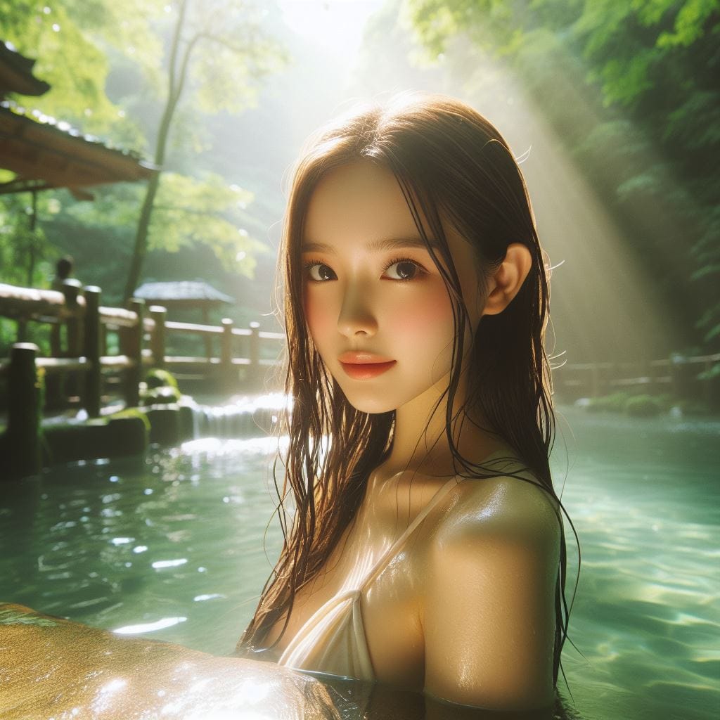 妹子野溪拍照