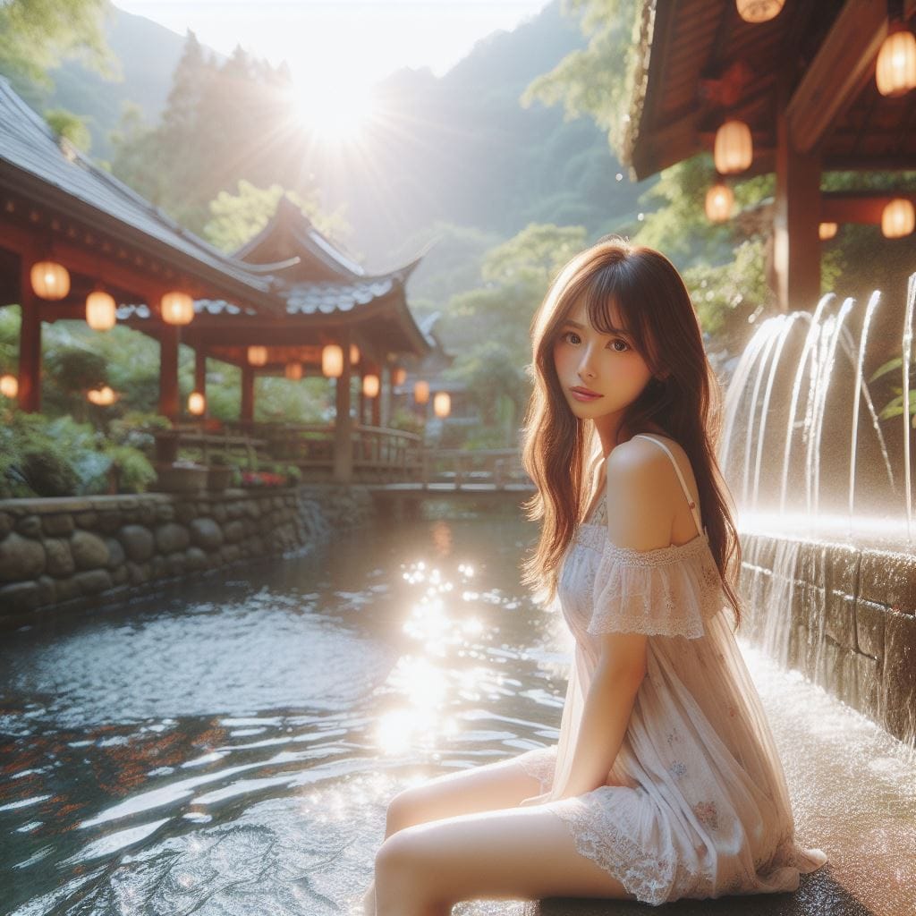 妹子野溪拍照