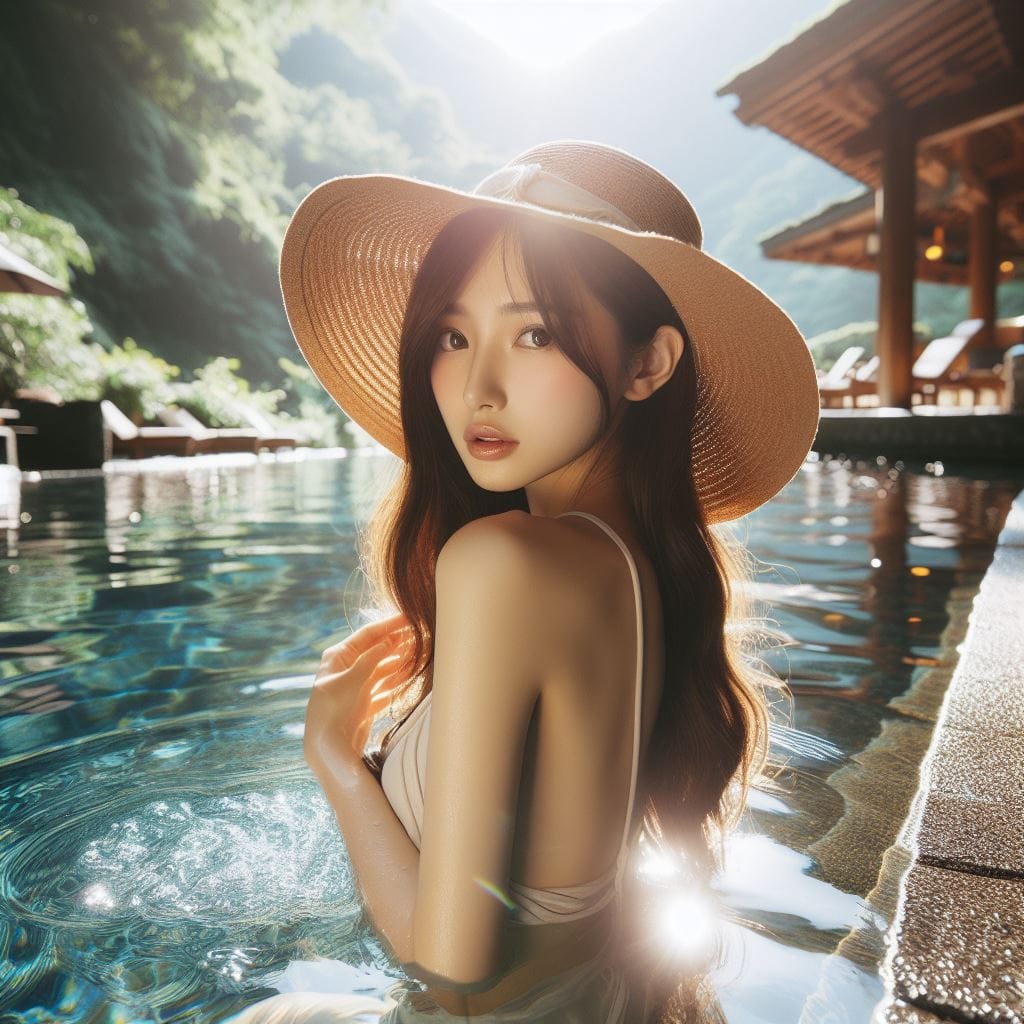 妹子野溪拍照