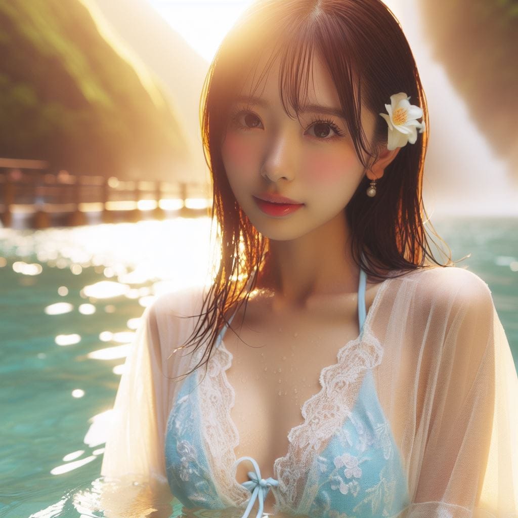 妹子野溪拍照