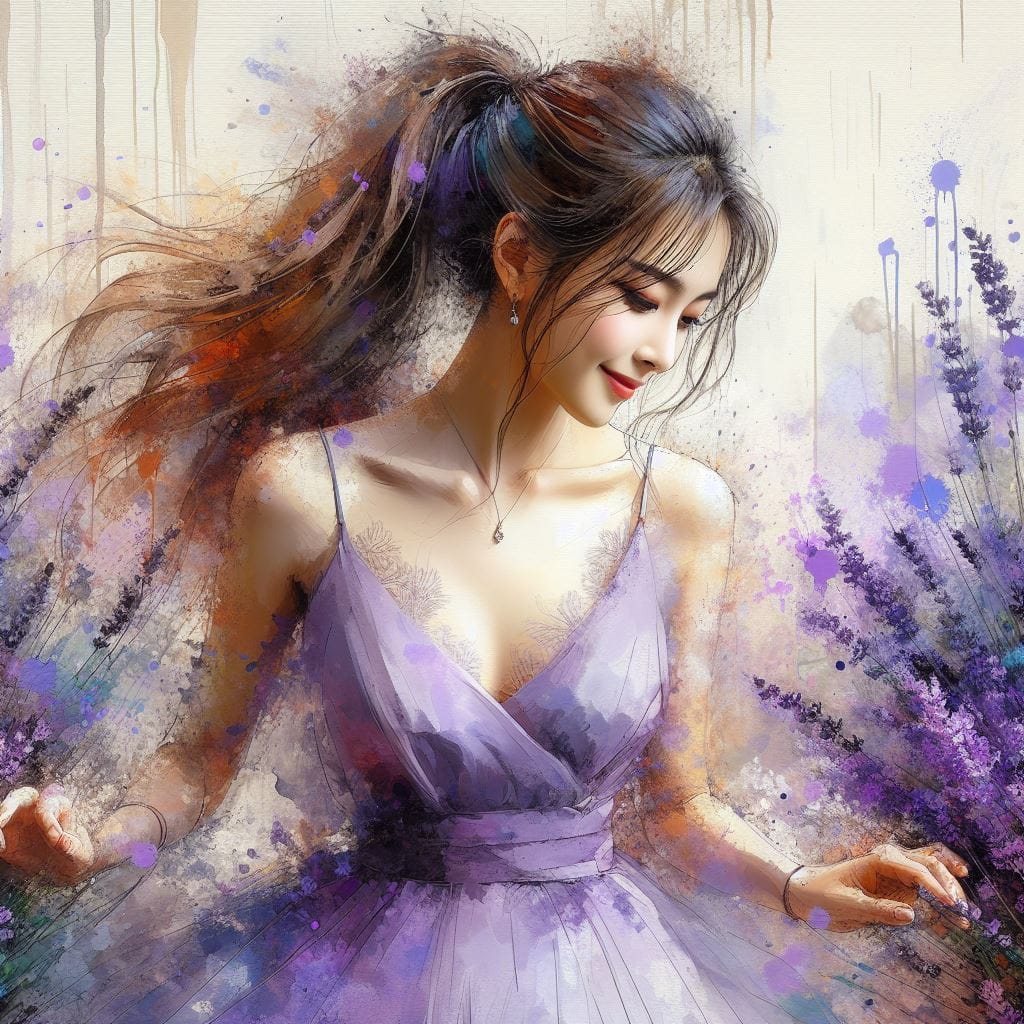 妹子與薰衣草的相遇