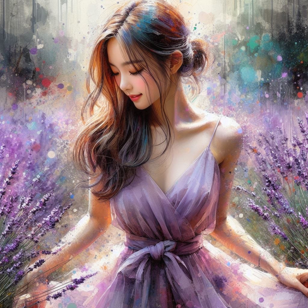 妹子與薰衣草的相遇