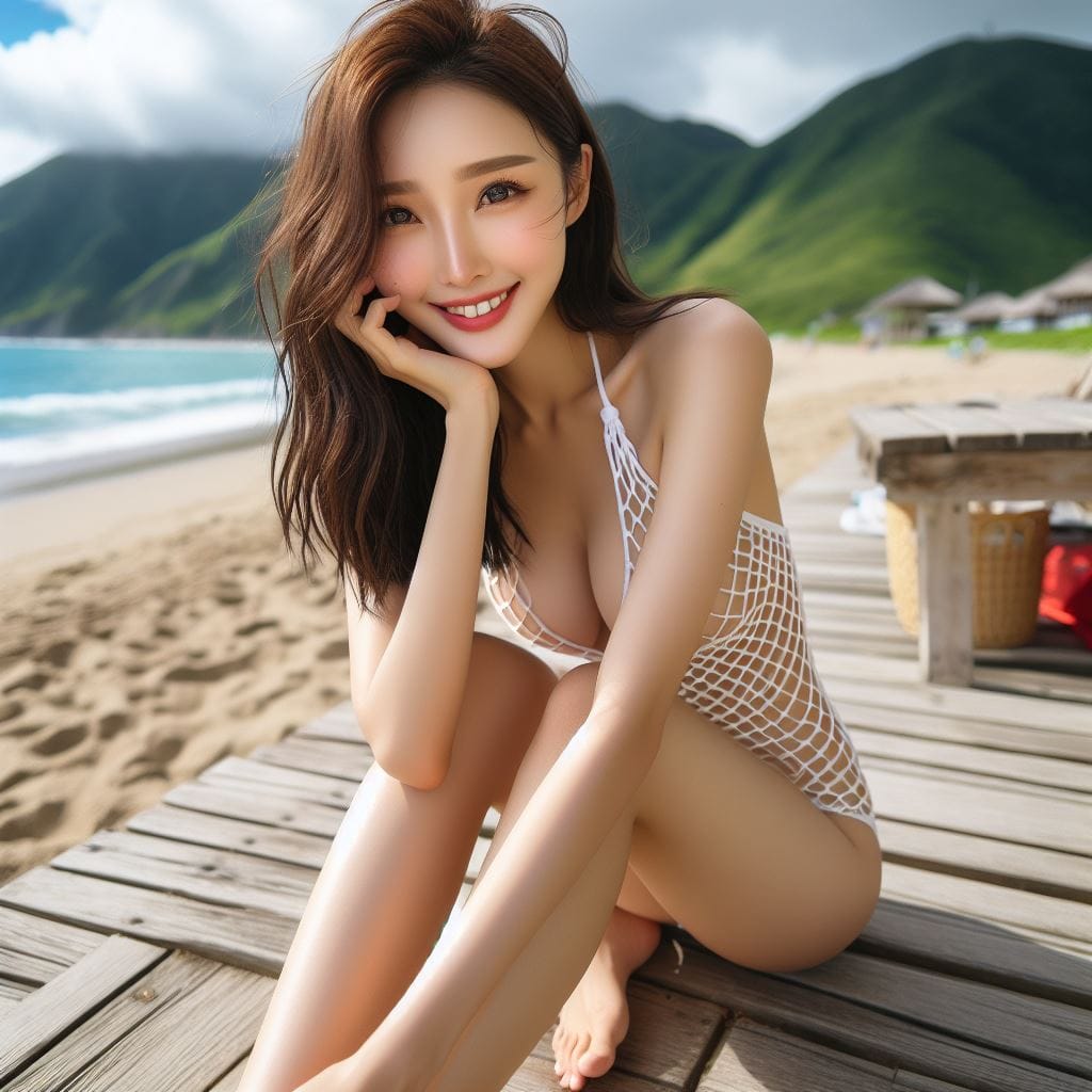 海灘上各種姿勢的妹子