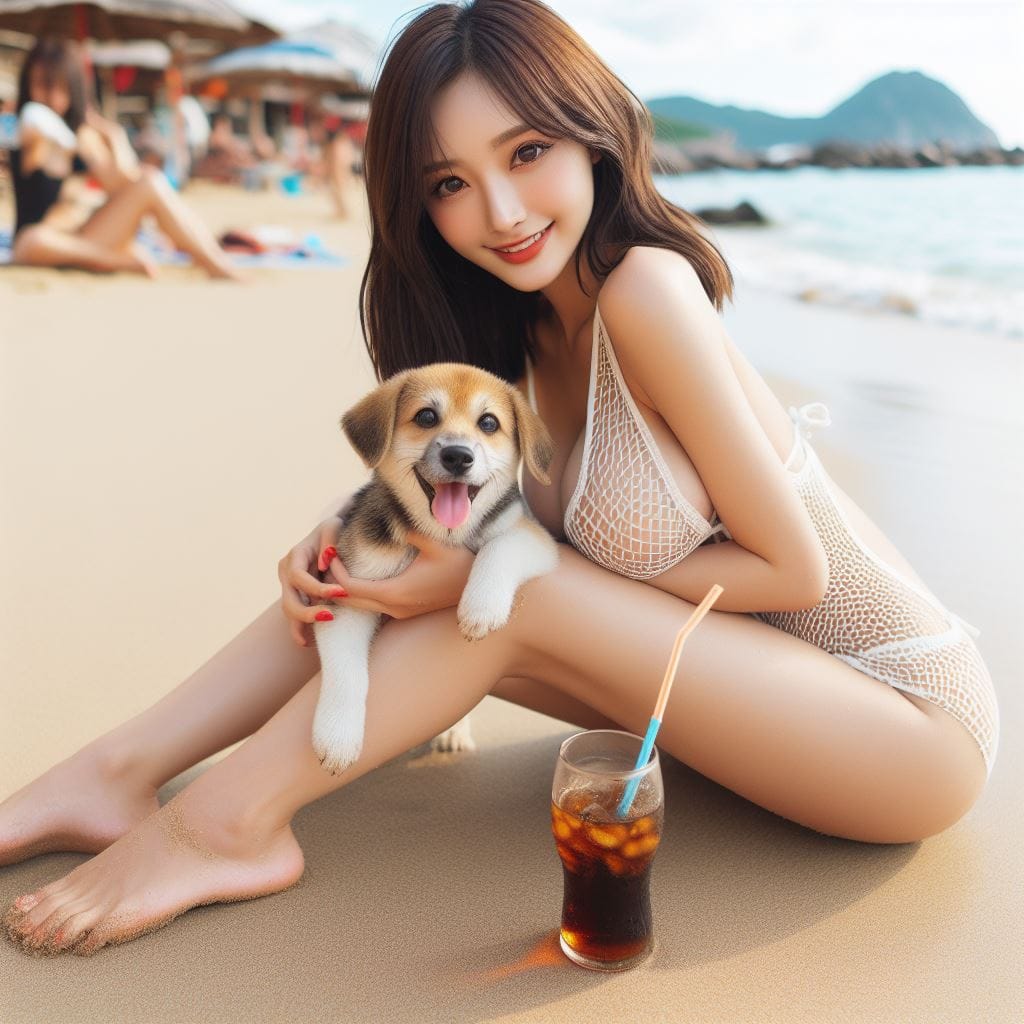 海灘上各種姿勢的妹子
