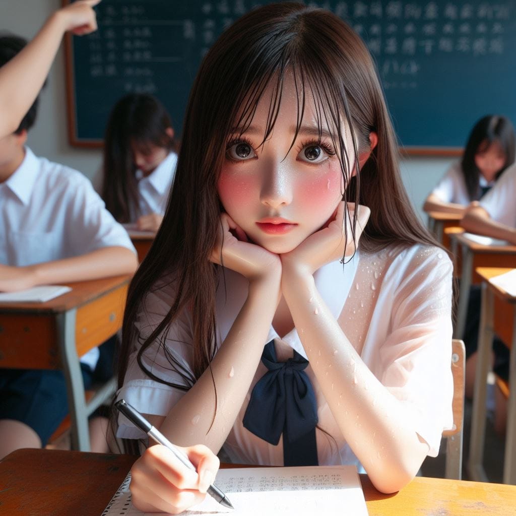 認真的學勉強的女學生．美美的日常