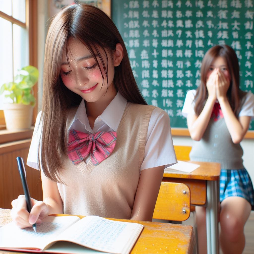 認真的學勉強的女學生．美美的日常