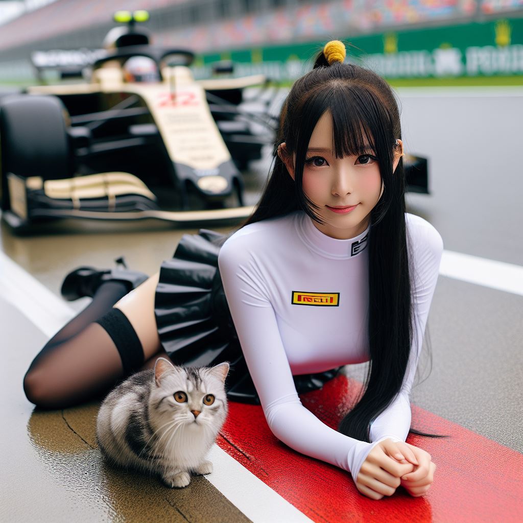 賽車場上可愛的貓咪&amp;妹子