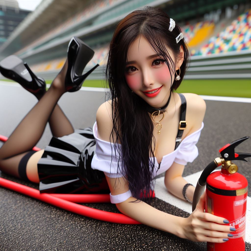 賽車場上可愛的貓咪&amp;妹子