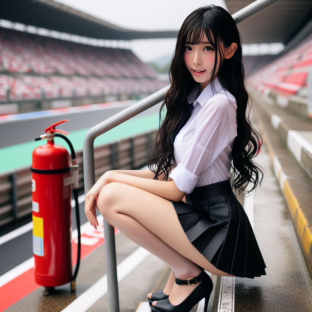 賽車場上可愛的貓咪&amp;妹子