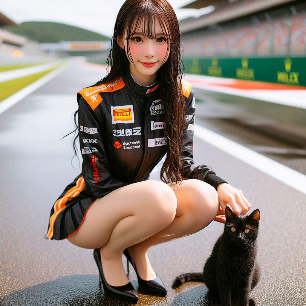 賽車場上可愛的貓咪&amp;妹子