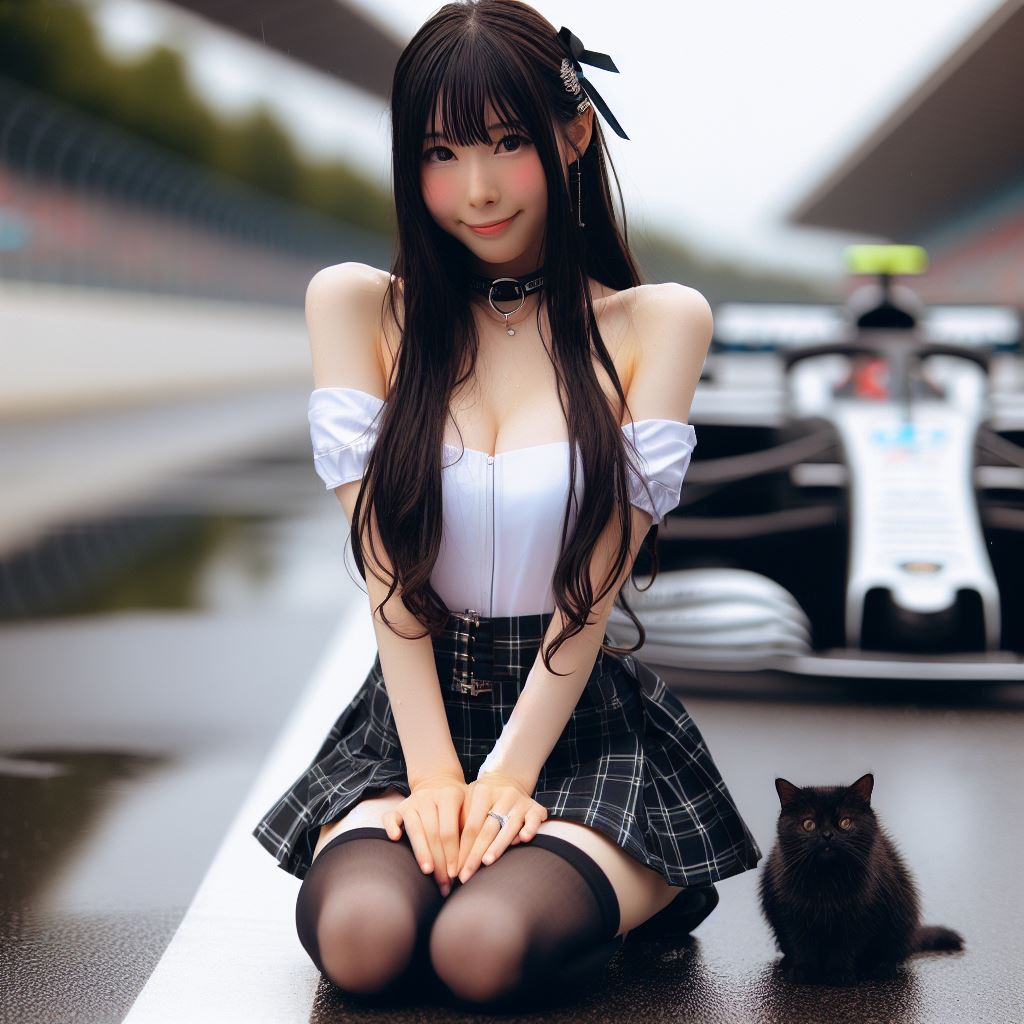 賽車場上可愛的貓咪&amp;妹子