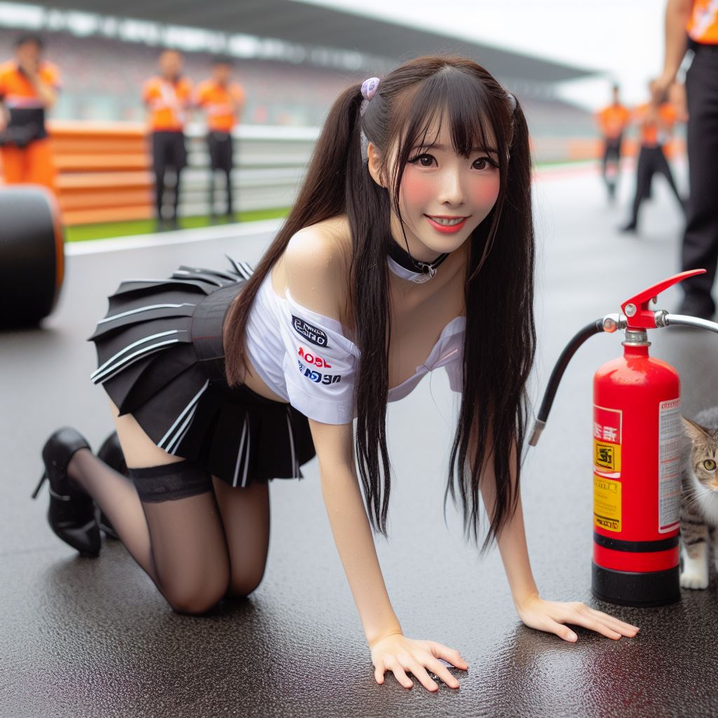 賽車場上可愛的貓咪&amp;妹子