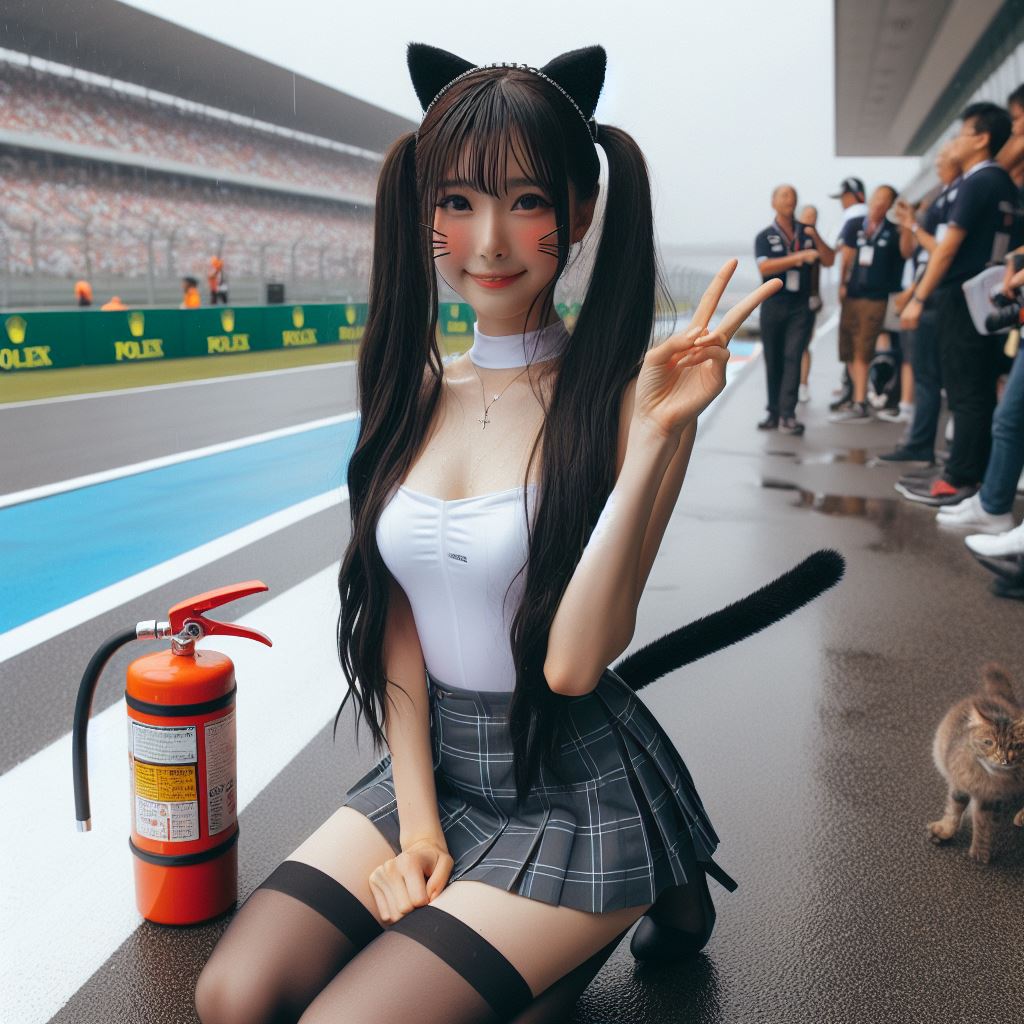 賽車場上可愛的貓咪&amp;妹子