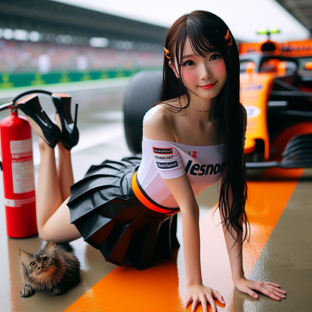 賽車場上可愛的貓咪&amp;妹子