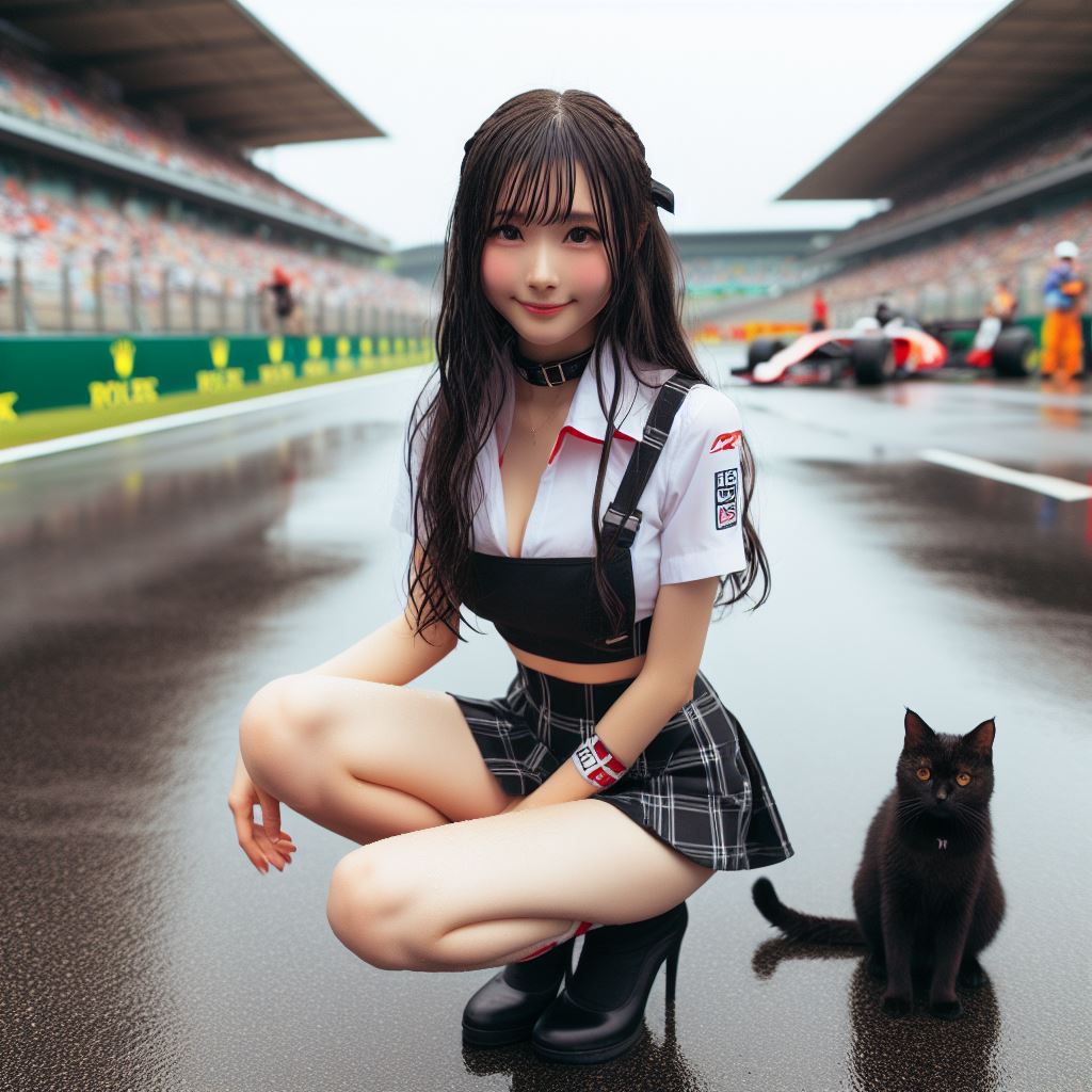 賽車場上可愛的貓咪&amp;妹子