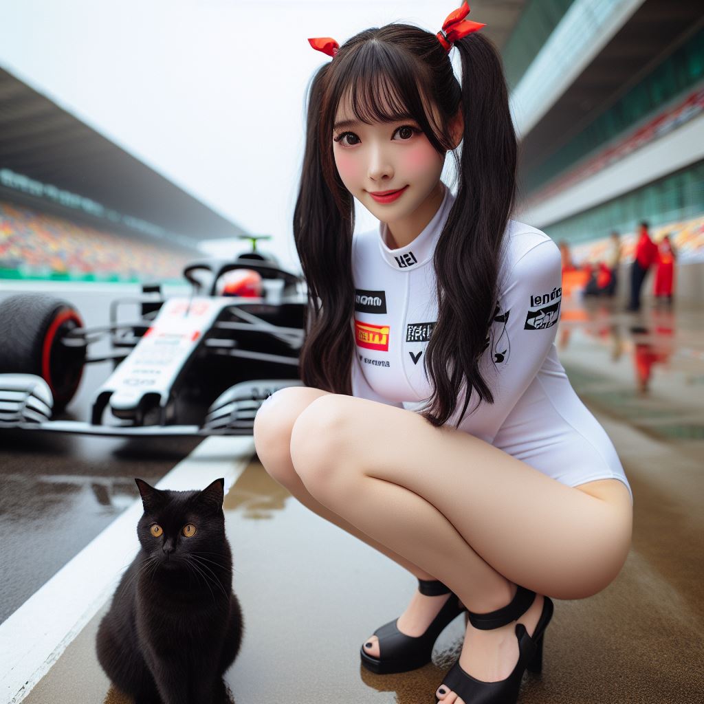 賽車場上可愛的貓咪&amp;妹子