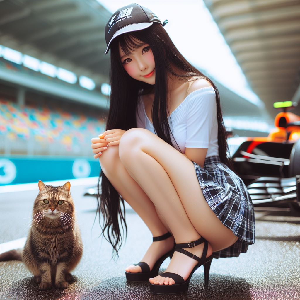 賽車場上可愛的貓咪&amp;妹子