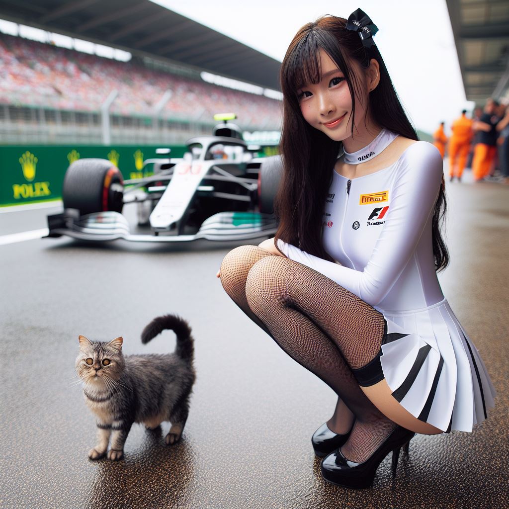 賽車場上可愛的貓咪&amp;妹子