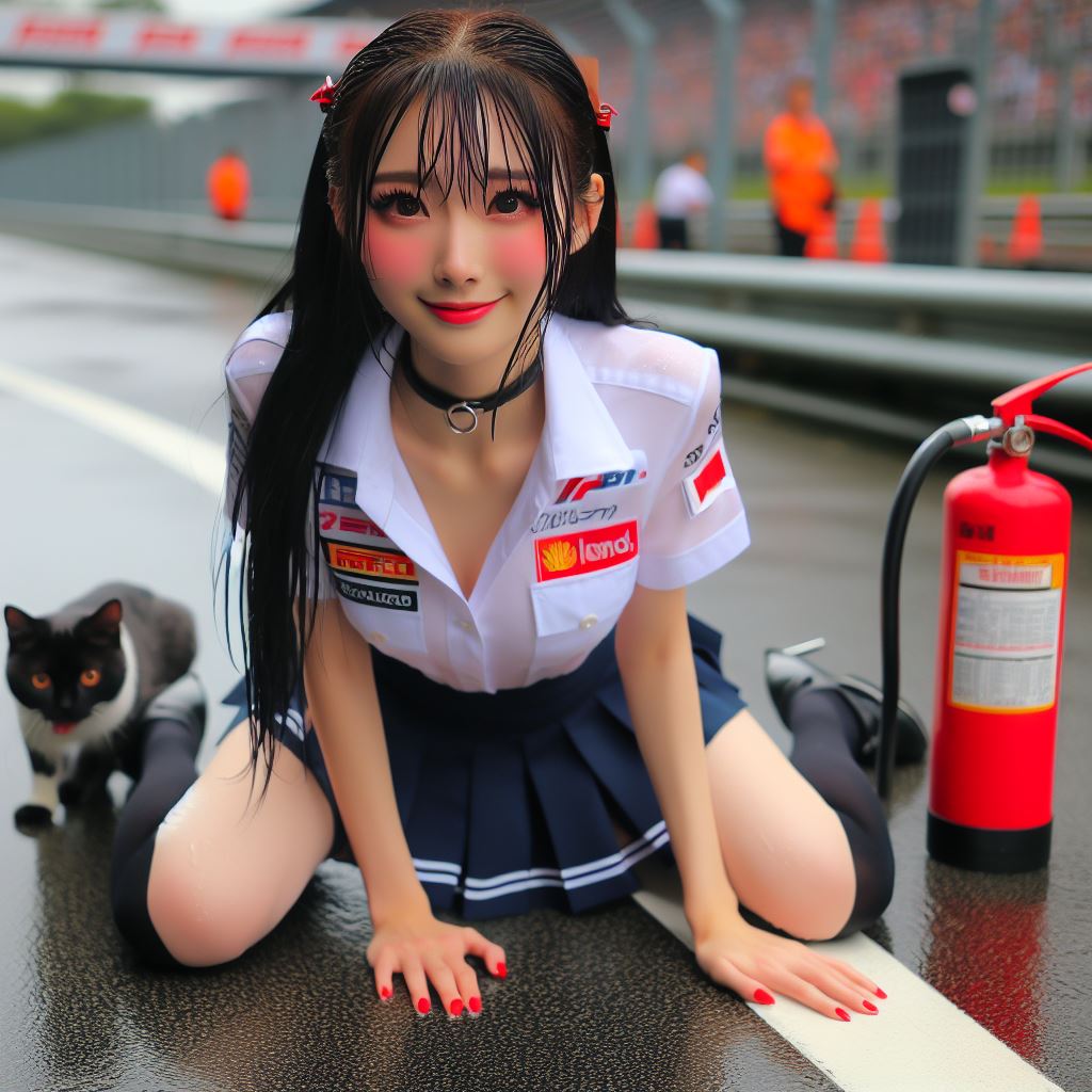 賽車場上可愛的貓咪&amp;妹子