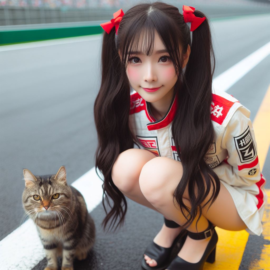 賽車場上可愛的貓咪&amp;妹子